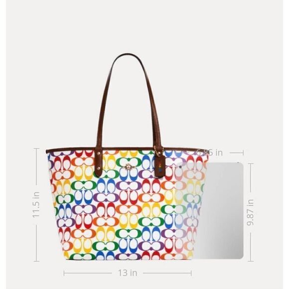 Coach reversible city tote in rainbow signature Canvas - Picture 9 of 9